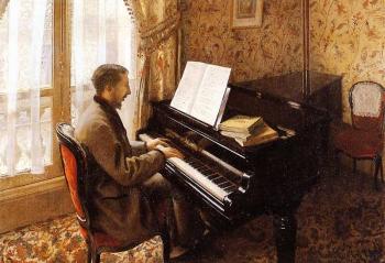 古斯塔夫 卡裡伯特 Young Man Playing the Piano